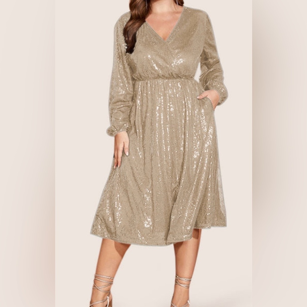 Elegant Sequin Gold Dress